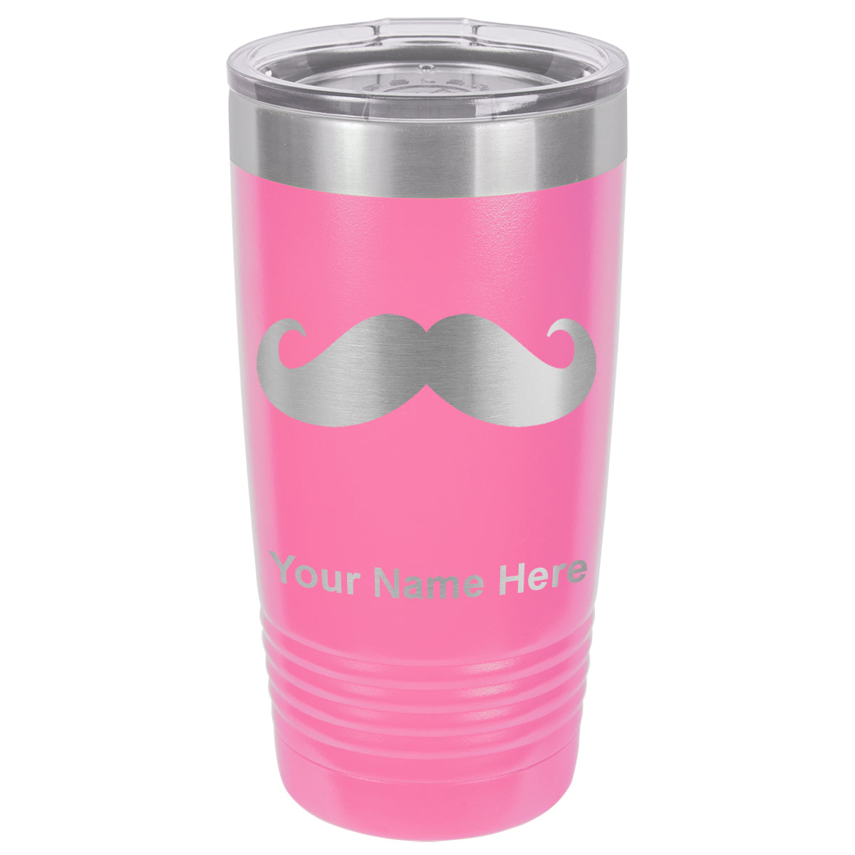 20oz Vacuum Insulated Tumbler Mug, Mustache, Personalized Engraving Included