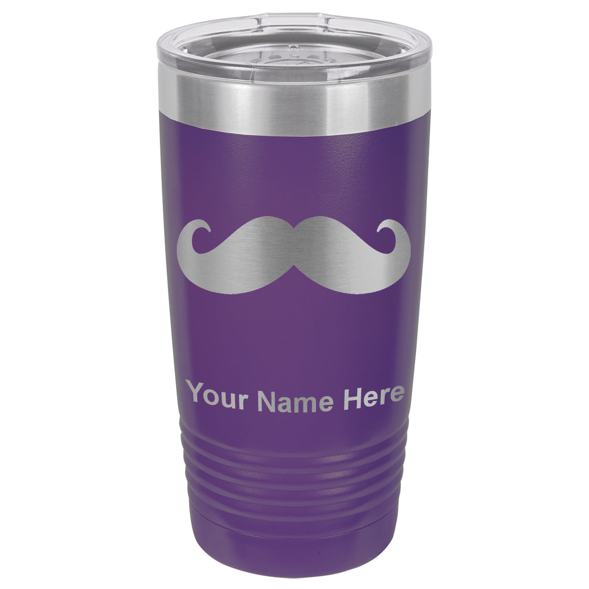20oz Vacuum Insulated Tumbler Mug, Mustache, Personalized Engraving Included
