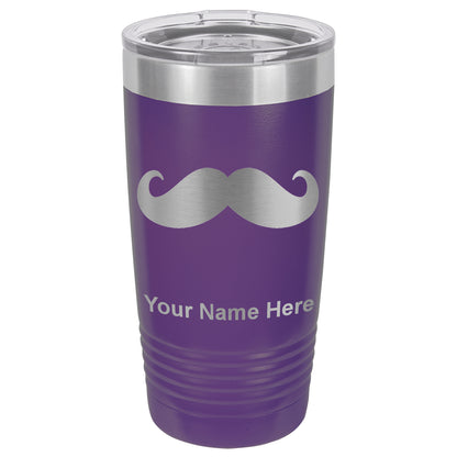 20oz Vacuum Insulated Tumbler Mug, Mustache, Personalized Engraving Included