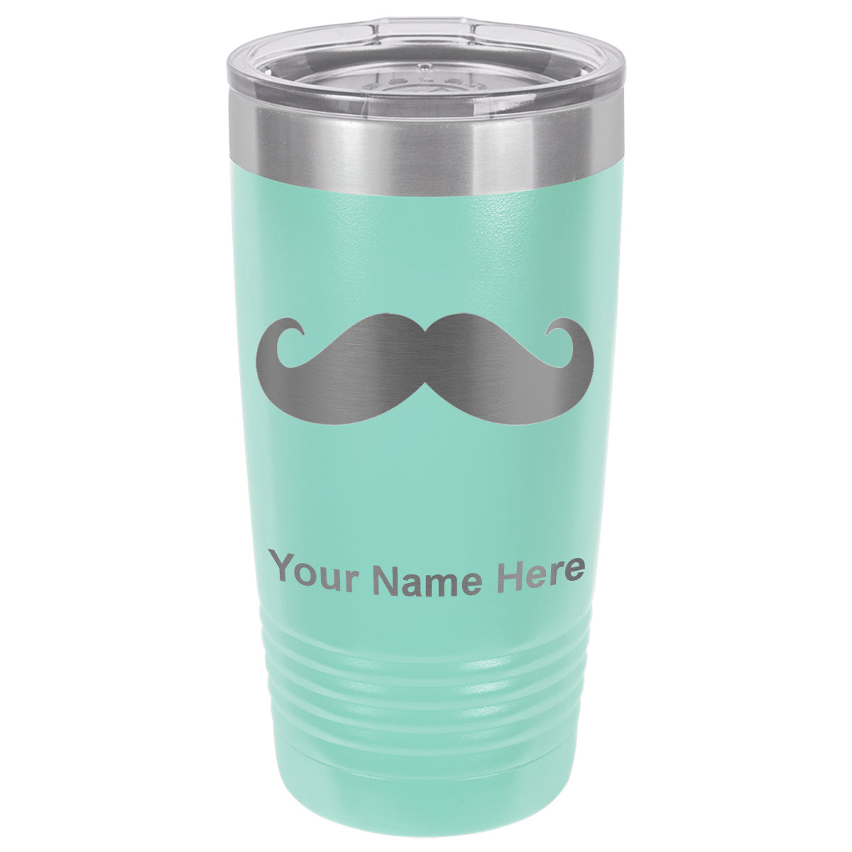 20oz Vacuum Insulated Tumbler Mug, Mustache, Personalized Engraving Included