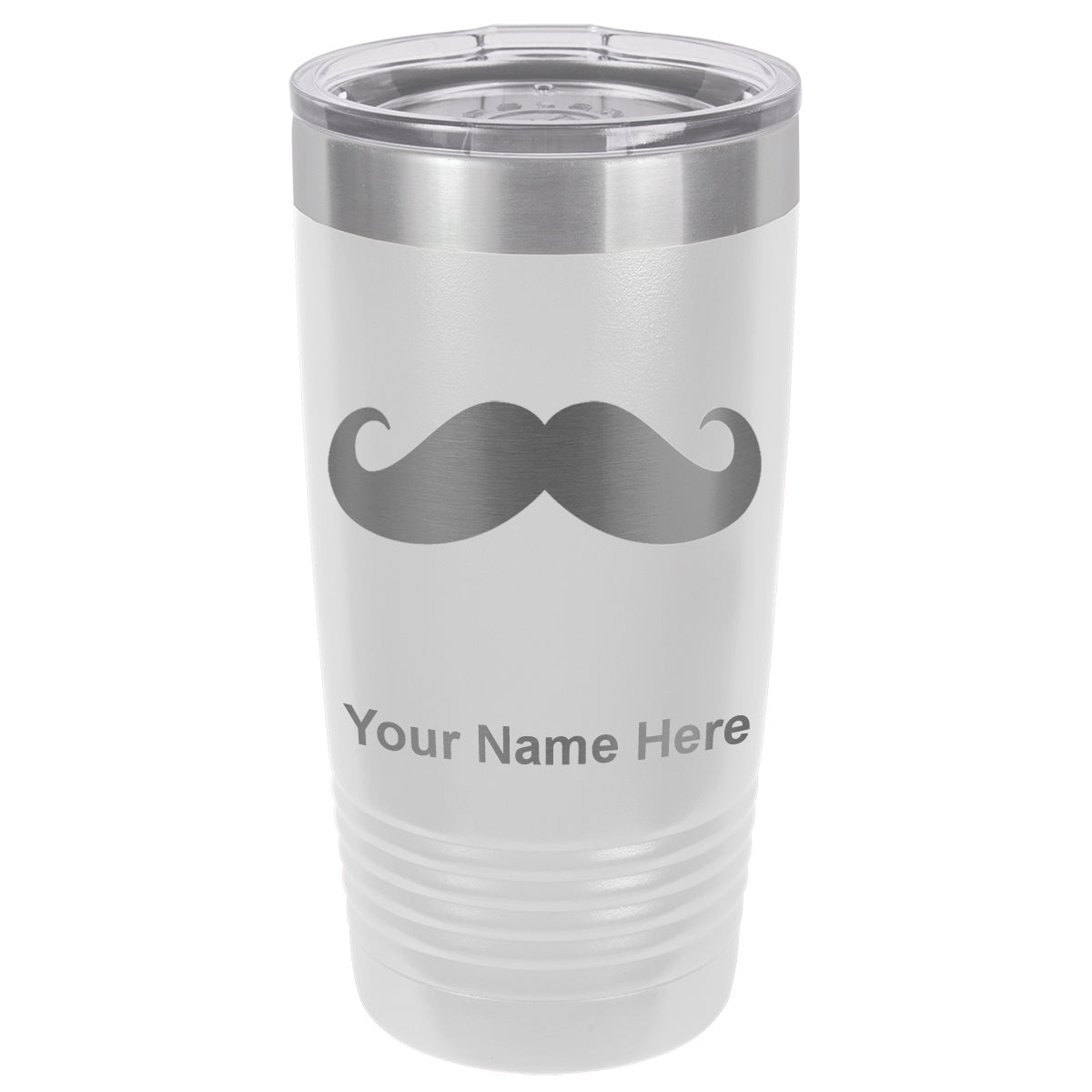 20oz Vacuum Insulated Tumbler Mug, Mustache, Personalized Engraving Included