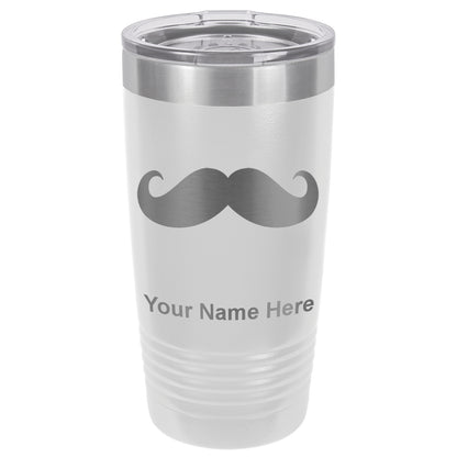 20oz Vacuum Insulated Tumbler Mug, Mustache, Personalized Engraving Included