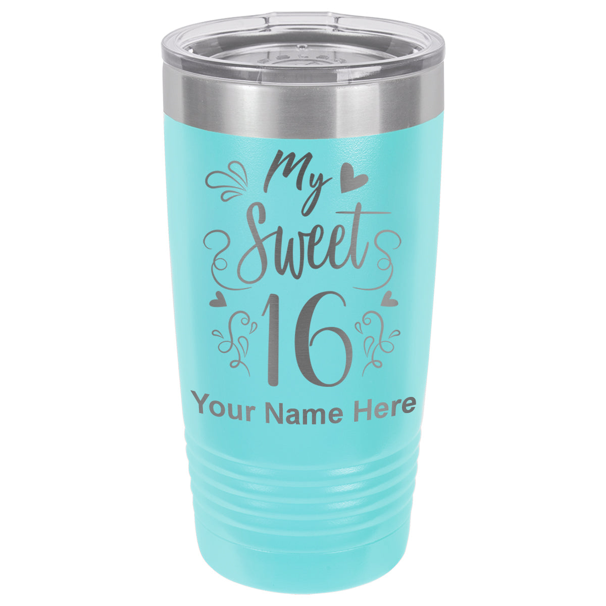 20oz Vacuum Insulated Tumbler Mug, My Sweet 16, Personalized Engraving Included