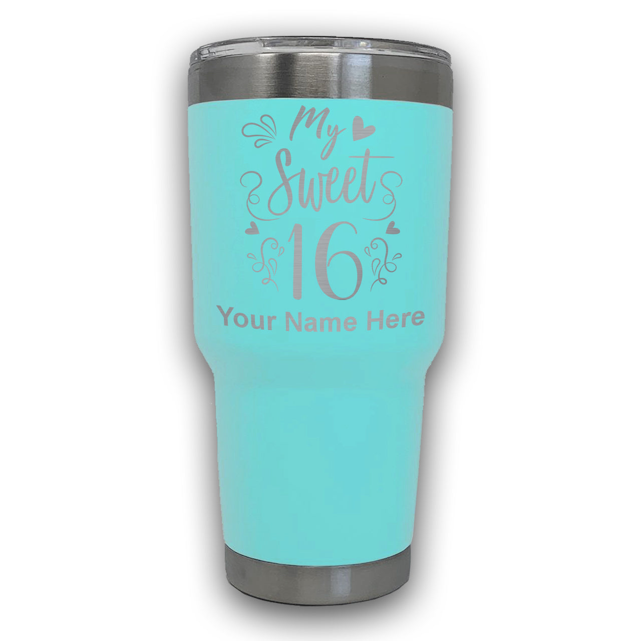 LaserGram 30oz Tumbler Mug, My Sweet 16, Personalized Engraving Included