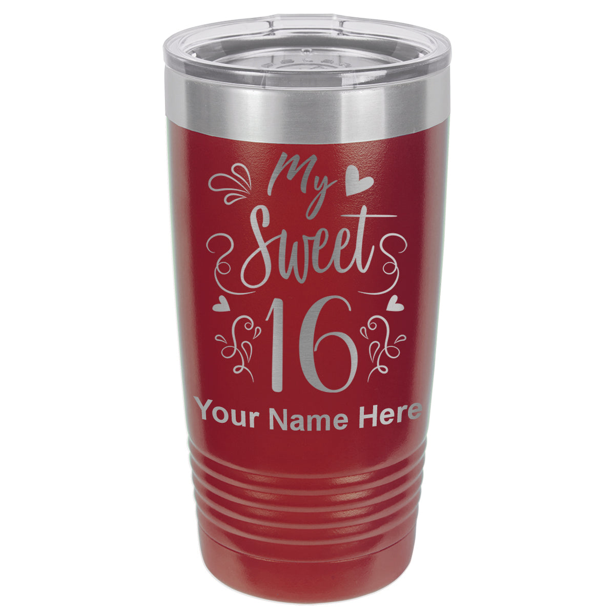 20oz Vacuum Insulated Tumbler Mug, My Sweet 16, Personalized Engraving Included