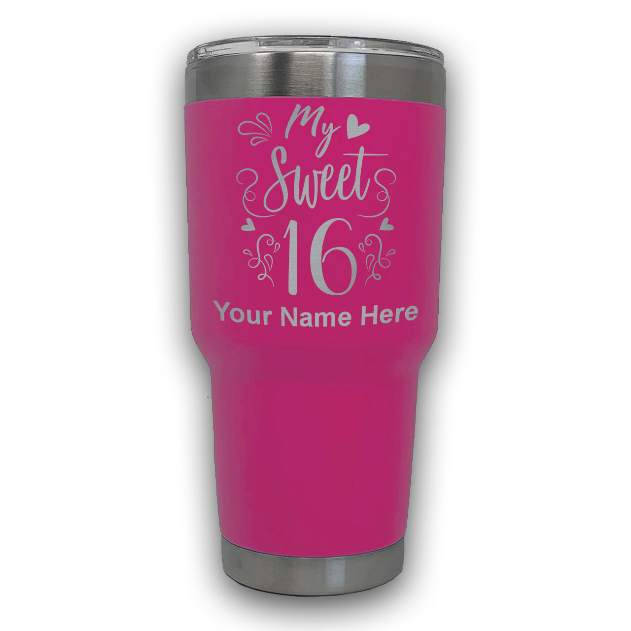 LaserGram 30oz Tumbler Mug, My Sweet 16, Personalized Engraving Included