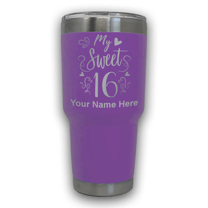 LaserGram 30oz Tumbler Mug, My Sweet 16, Personalized Engraving Included