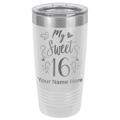 20oz Vacuum Insulated Tumbler Mug, My Sweet 16, Personalized Engraving Included