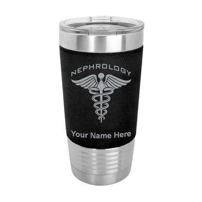 20oz Faux Leather Tumbler Mug, Nephrology, Personalized Engraving Included - LaserGram Custom Engraved Gifts