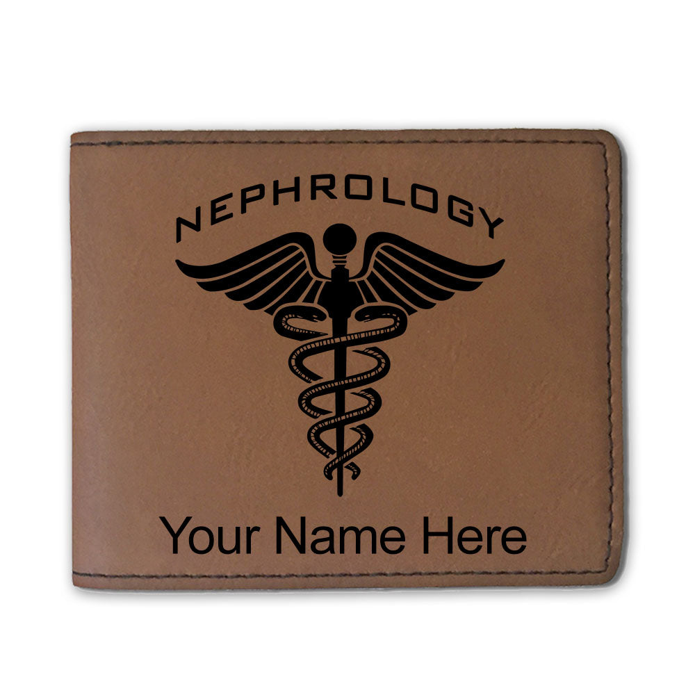 Faux Leather Bi-Fold Wallet, Nephrology, Personalized Engraving Included