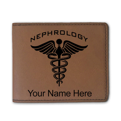 Faux Leather Bi-Fold Wallet, Nephrology, Personalized Engraving Included