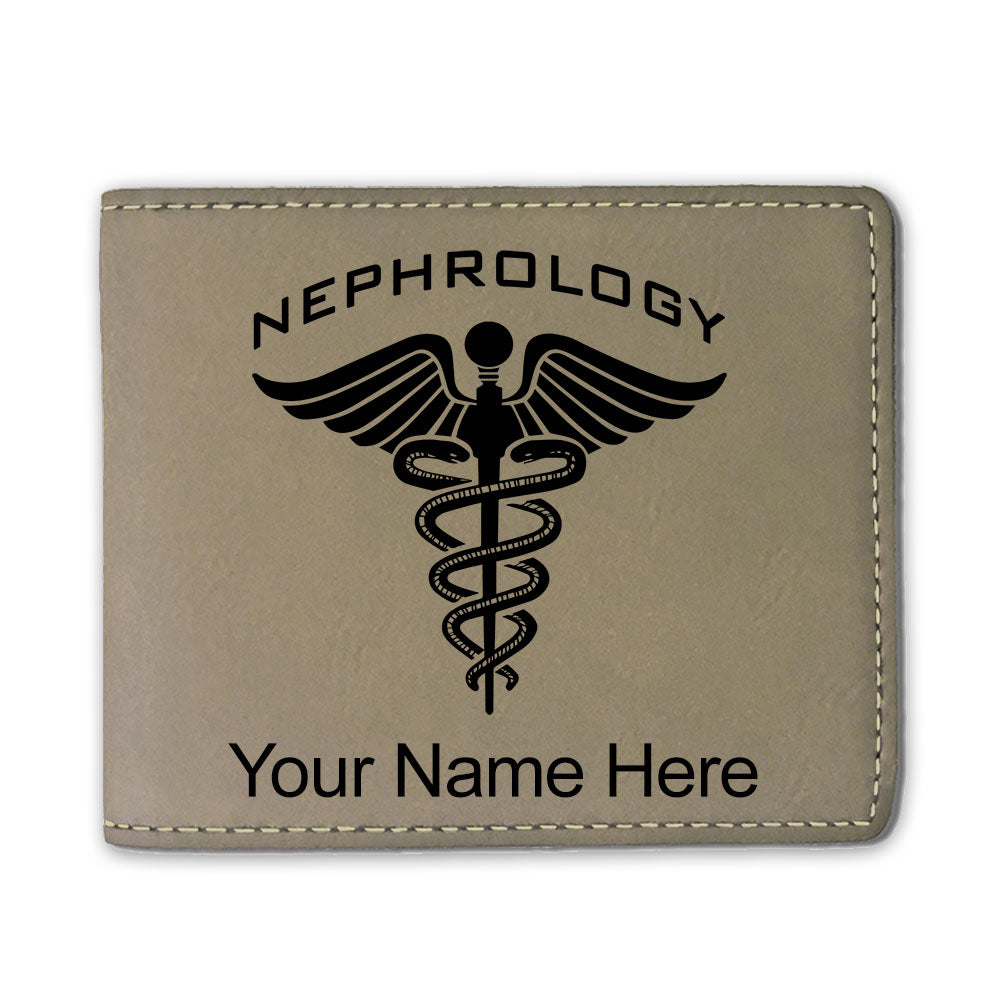 Faux Leather Bi-Fold Wallet, Nephrology, Personalized Engraving Included