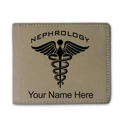 Faux Leather Bi-Fold Wallet, Nephrology, Personalized Engraving Included