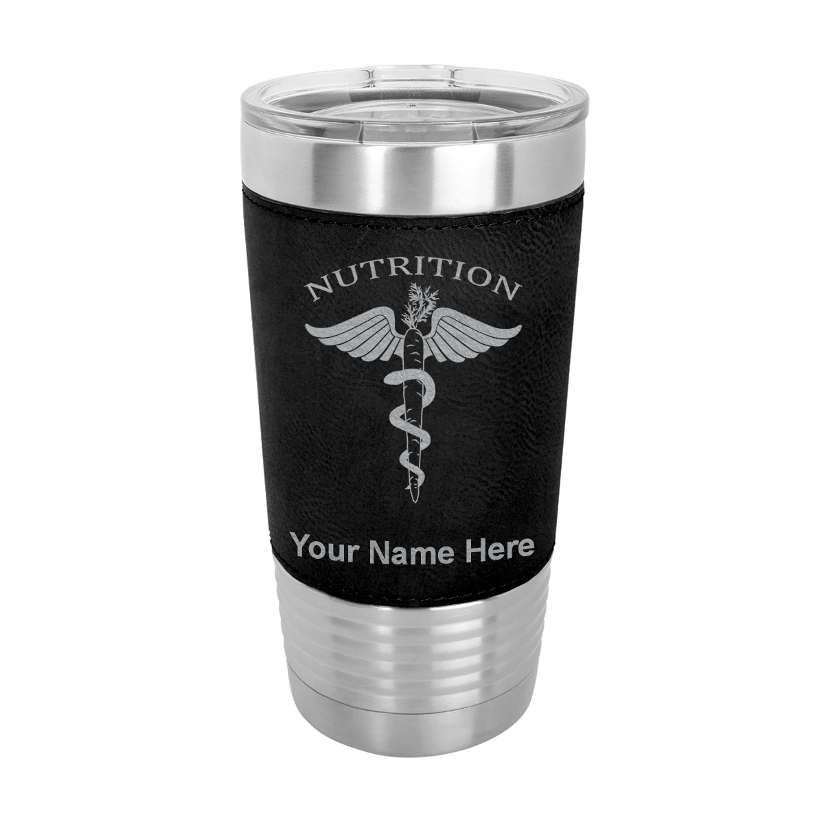 20oz Faux Leather Tumbler Mug, Nutritionist, Personalized Engraving Included - LaserGram Custom Engraved Gifts