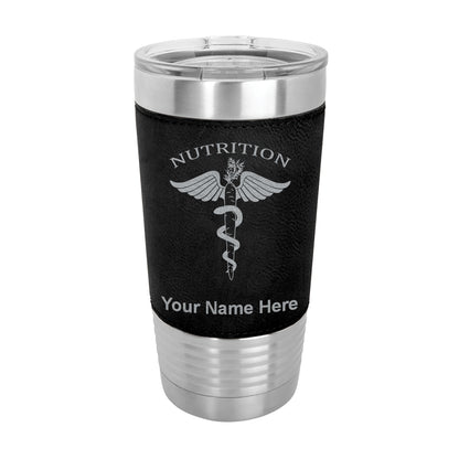 20oz Faux Leather Tumbler Mug, Nutritionist, Personalized Engraving Included - LaserGram Custom Engraved Gifts
