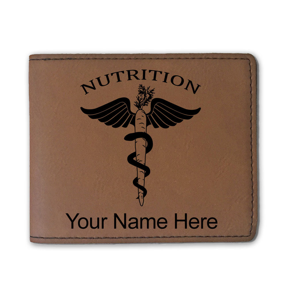 Faux Leather Bi-Fold Wallet, Nutritionist, Personalized Engraving Included