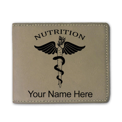Faux Leather Bi-Fold Wallet, Nutritionist, Personalized Engraving Included