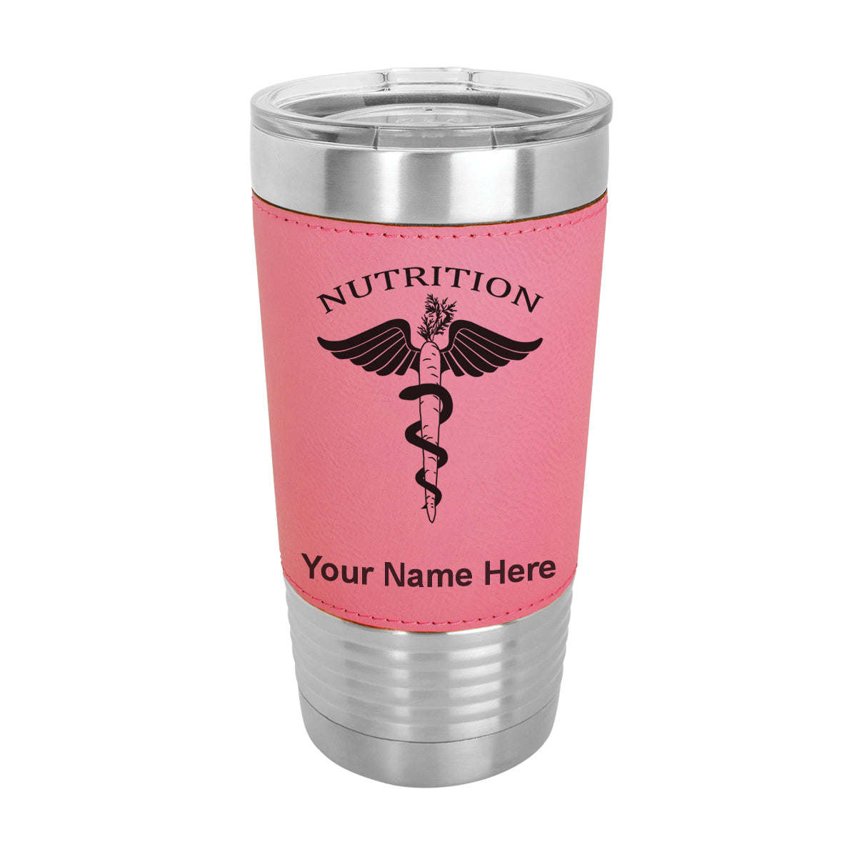 20oz Faux Leather Tumbler Mug, Nutritionist, Personalized Engraving Included - LaserGram Custom Engraved Gifts