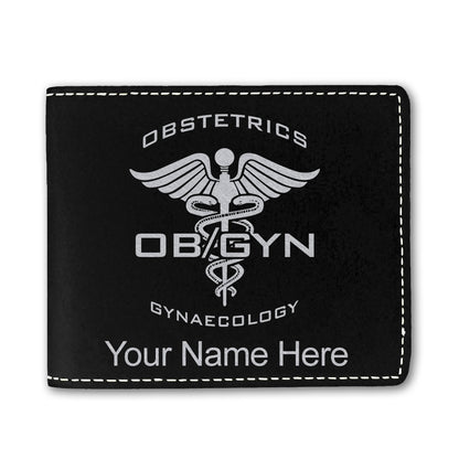 Faux Leather Bi-Fold Wallet, OBGYN Obstetrics and Gynaecology, Personalized Engraving Included