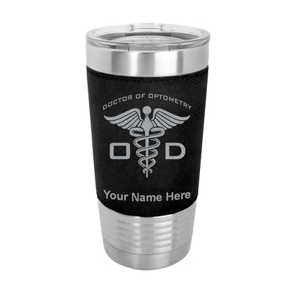 20oz Faux Leather Tumbler Mug, OD Doctor of Optometry, Personalized Engraving Included - LaserGram Custom Engraved Gifts