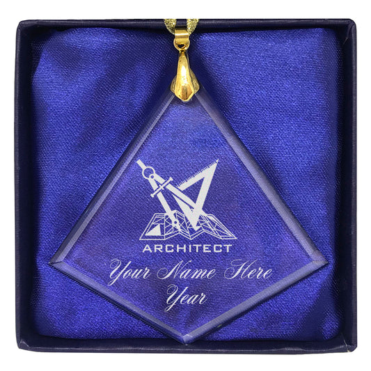 LaserGram Christmas Ornament, Architect Symbol, Personalized Engraving Included (Diamond Shape)