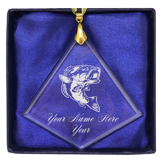 LaserGram Christmas Ornament, Bass Fish, Personalized Engraving Included (Diamond Shape)