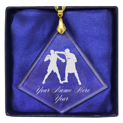 LaserGram Christmas Ornament, Boxers Boxing, Personalized Engraving Included (Diamond Shape)