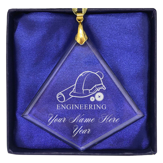 LaserGram Christmas Ornament, Engineering, Personalized Engraving Included (Diamond Shape)
