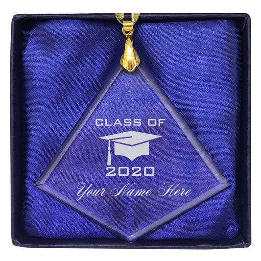 LaserGram Christmas Ornament, Grad Cap Class of 2020, Personalized Engraving Included (Diamond Shape)
