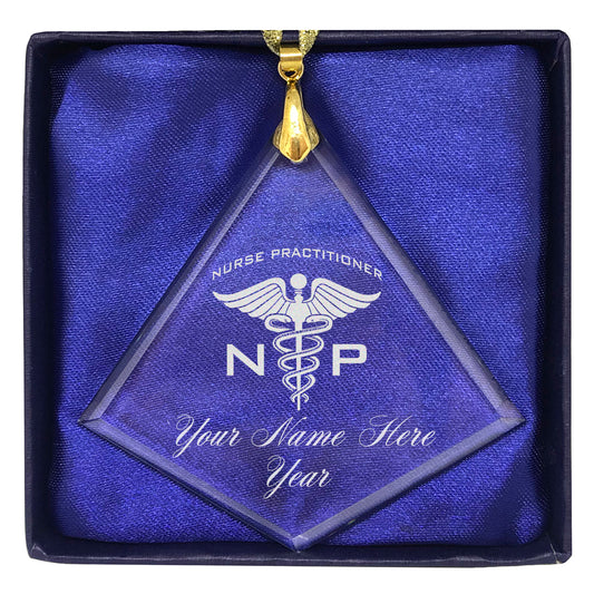 LaserGram Christmas Ornament, NP Nurse Practitioner, Personalized Engraving Included (Diamond Shape)