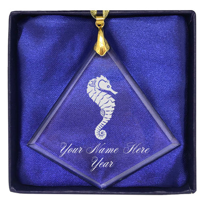 LaserGram Christmas Ornament, Seahorse, Personalized Engraving Included (Diamond Shape)