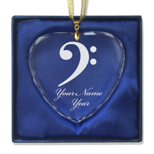 LaserGram Christmas Ornament, Bass Clef, Personalized Engraving Included (Heart Shape)