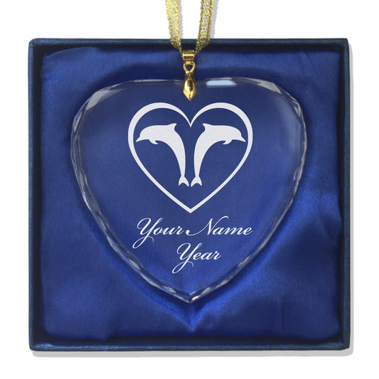 LaserGram Christmas Ornament, Dolphin Heart, Personalized Engraving Included (Heart Shape)