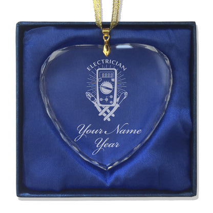 LaserGram Christmas Ornament, Electrician, Personalized Engraving Included (Heart Shape)