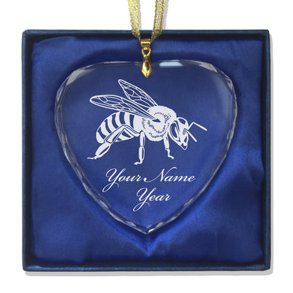 LaserGram Christmas Ornament, Honey Bee, Personalized Engraving Included (Heart Shape)