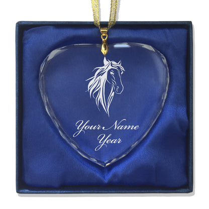 LaserGram Christmas Ornament, Horse Head 3, Personalized Engraving Included (Heart Shape)