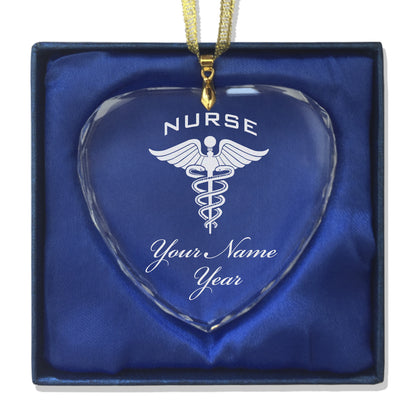 LaserGram Christmas Ornament, Nurse, Personalized Engraving Included (Heart Shape)