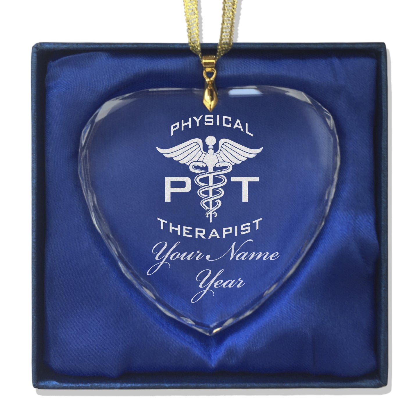 LaserGram Christmas Ornament, PT Physical Therapist, Personalized Engraving Included (Heart Shape)