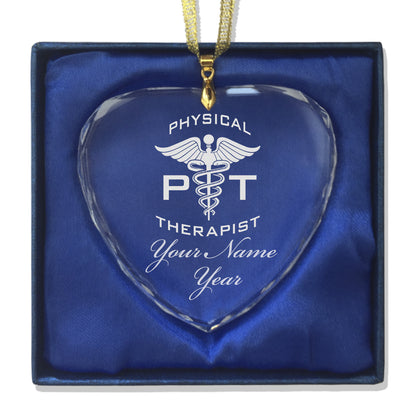 LaserGram Christmas Ornament, PT Physical Therapist, Personalized Engraving Included (Heart Shape)