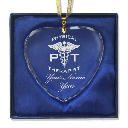 LaserGram Christmas Ornament, PT Physical Therapist, Personalized Engraving Included (Heart Shape)