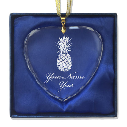 LaserGram Christmas Ornament, Pineapple, Personalized Engraving Included (Heart Shape)
