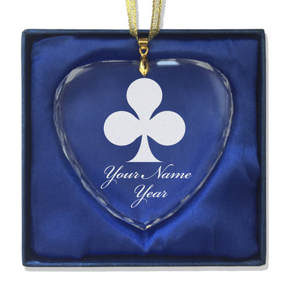 LaserGram Christmas Ornament, Poker Clubs, Personalized Engraving Included (Heart Shape)