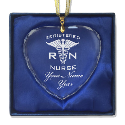 LaserGram Christmas Ornament, RN Registered Nurse, Personalized Engraving Included (Heart Shape)