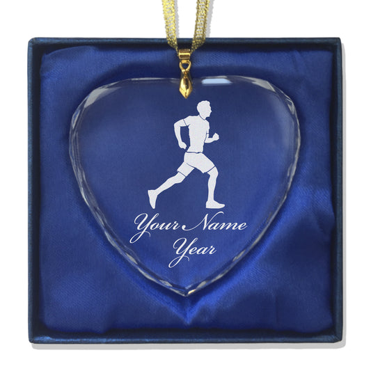 LaserGram Christmas Ornament, Running Man, Personalized Engraving Included (Heart Shape)