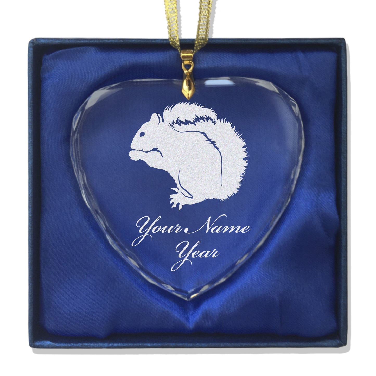 LaserGram Christmas Ornament, Squirrel, Personalized Engraving Included (Heart Shape)