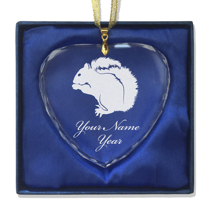 LaserGram Christmas Ornament, Squirrel, Personalized Engraving Included (Heart Shape)