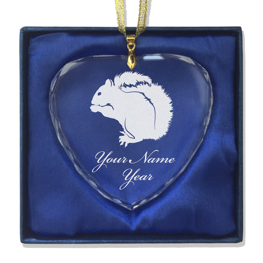 LaserGram Christmas Ornament, Squirrel, Personalized Engraving Included (Heart Shape)