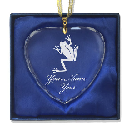 LaserGram Christmas Ornament, Tree Frog, Personalized Engraving Included (Heart Shape)