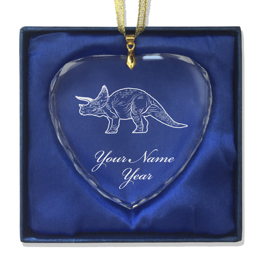 LaserGram Christmas Ornament, Triceratops Dinosaur, Personalized Engraving Included (Heart Shape)