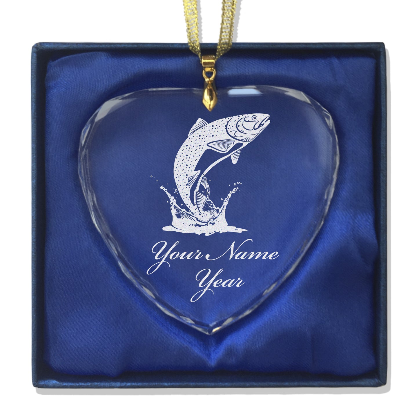 LaserGram Christmas Ornament, Trout Fish, Personalized Engraving Included (Heart Shape)